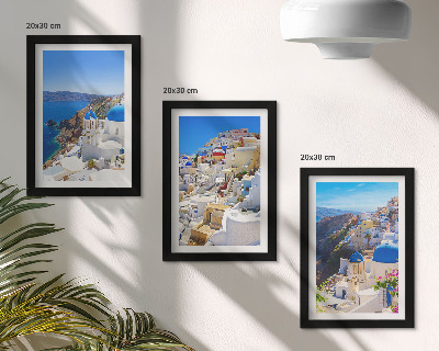 Bilderwand Landschaftsarchitekturansichten der Stadt Oia, Santorin, Griechenland