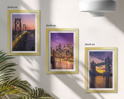 Bilderwand Brücken und Stadtansichten im Sonnenuntergang