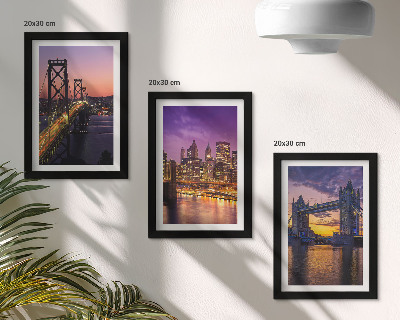 Bilderwand Brücken und Stadtansichten im Sonnenuntergang