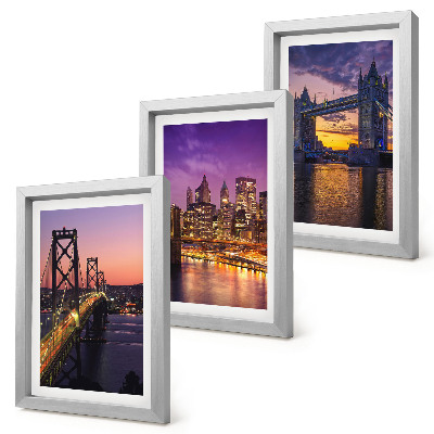 Bilderwand Brücken und Stadtansichten im Sonnenuntergang