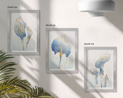 Bilderset mit rahmen Zarte blaue Blüten auf hellem Hintergrund