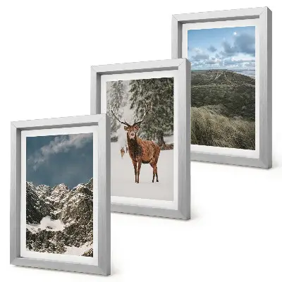 Fototapete mit verschneiten Bergen, Rehen im Wald und Landschaften