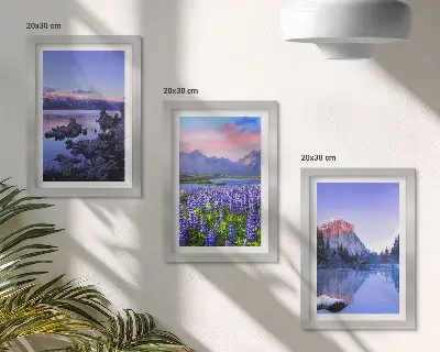 Bilderset mit Rahmen Berglandschaften mit Wasser, Himmel und Blumenwiese