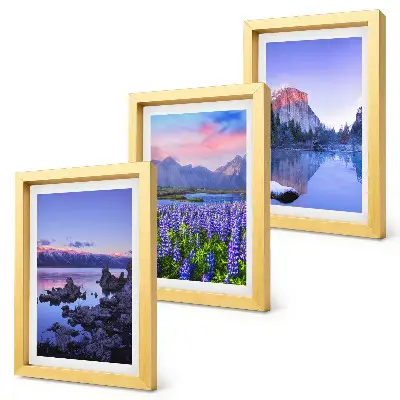 Bilderset mit Rahmen Berglandschaften mit Wasser, Himmel und Blumenwiese