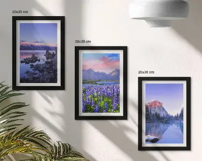 Bilderset mit Rahmen Berglandschaften mit Wasser, Himmel und Blumenwiese