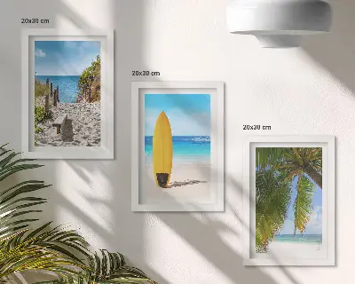 Fotowand mit Urlaubsansichten von Strand, Wellen und Palmen in den Tropen