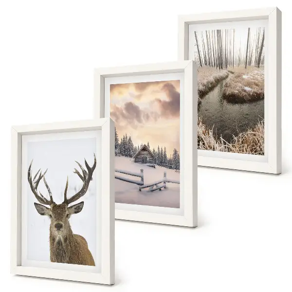 Bilderwand Winterlandschaft mit Hirschhütte und Bach