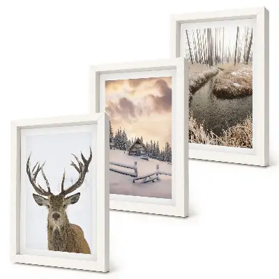 Bilderwand Winterlandschaft mit Hirschhütte und Bach