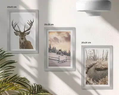 Bilderwand Winterlandschaft mit Hirschhütte und Bach