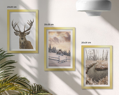 Bilderwand Winterlandschaft mit einer Hirschhütte und einem Bach