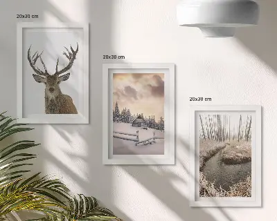 Bilderwand Winterlandschaft mit Hirschhütte und Bach