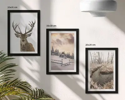 Bilderwand Winterlandschaft mit Hirschhütte und Bach