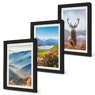 Fototapete Berglandschaft mit einem See und Hirschen in der Natur
