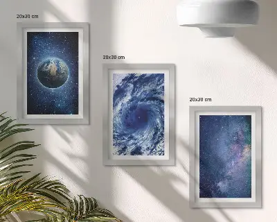 Bilderwand Erde im Weltraum mit Sturm und Sternengalaxie