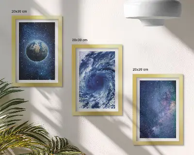 Bilderwand Erde im Weltraum mit Sturm und Sternengalaxie