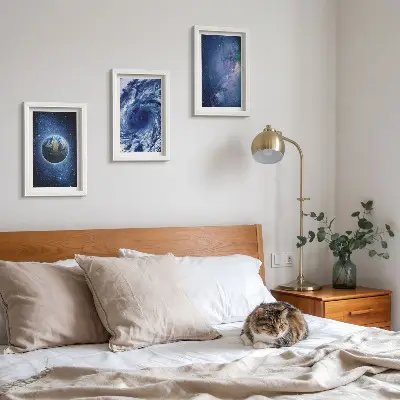 Bilderwand Erde im Weltraum mit Sturm und Sternengalaxie