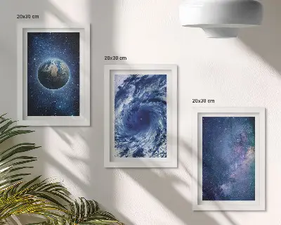 Bilderwand Erde im Weltraum mit Sturm und Sternengalaxie
