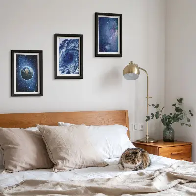 Bilderwand Erde im Weltraum mit Sturm und Sternengalaxie