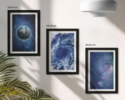 Bilderwand Erde im Weltraum mit Sturm und Sternengalaxie
