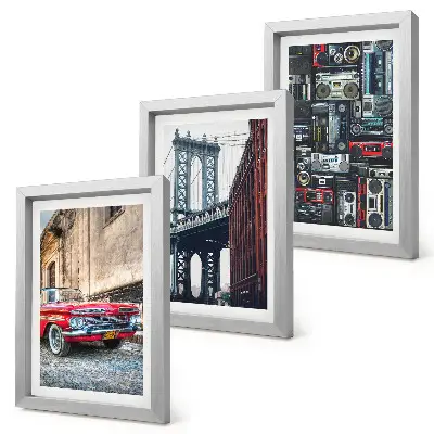 Fotowand mit einem alten Auto auf der Straße nahe der Brooklyn Bridge sowie Retro-Audiogeräten