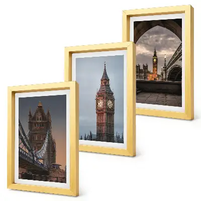 Bilderwand mit Ansichten von London, der Brücke und Big Ben