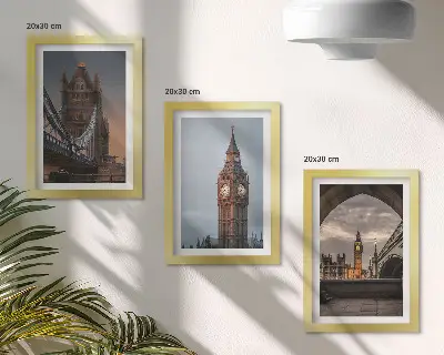 Bilderwand mit Ansichten von London, der Brücke und Big Ben