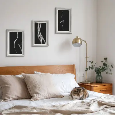 Bilderset mit Rahmen Erotik mit schwarzen und weißen weiblichen Silhouetten