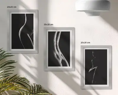 Bilderset mit Rahmen Erotik mit schwarzen und weißen weiblichen Silhouetten