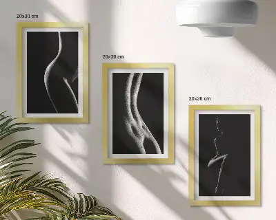 Bilderset mit Rahmen Erotik mit schwarzen und weißen weiblichen Silhouetten