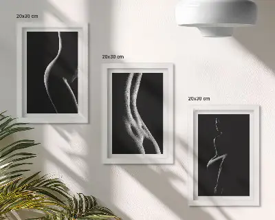 Bilderset mit Rahmen Erotik mit schwarzen und weißen weiblichen Silhouetten