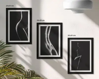 Bilderset mit Rahmen Erotik mit schwarzen und weißen weiblichen Silhouetten