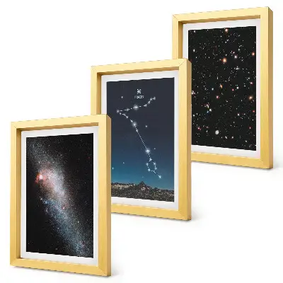 Bilderwand mit Weltraumlandschaften, Sternbild Fische und Galaxien