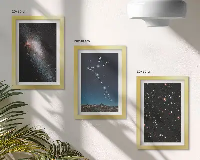 Bilderwand mit Weltraumlandschaften, Sternbild Fische und Galaxien