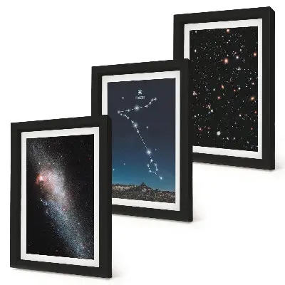 Bilderwand mit Weltraumlandschaften, Sternbild Fische und Galaxien