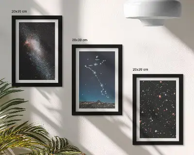 Bilderwand mit Weltraumlandschaften, Sternbild Fische und Galaxien