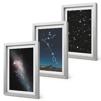 Bilderwand mit Weltraumlandschaften, Sternbild Fische und Galaxien