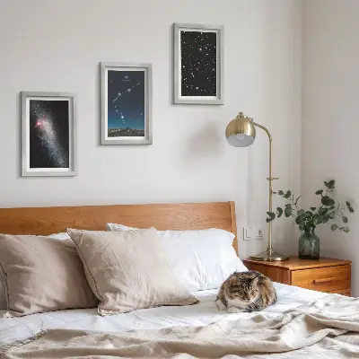 Bilderset mit Rahmen Galaxie Weltenraum Motiv Sternzeichen Wassermann
