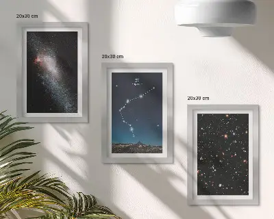 Bilderset mit Rahmen Galaxie Weltenraum Motiv Sternzeichen Wassermann