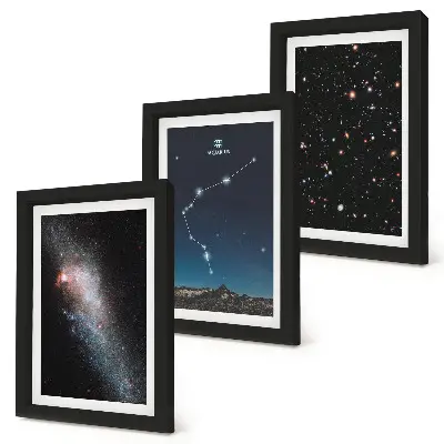 Bilderset mit Rahmen Galaxie Weltenraum Motiv Sternzeichen Wassermann