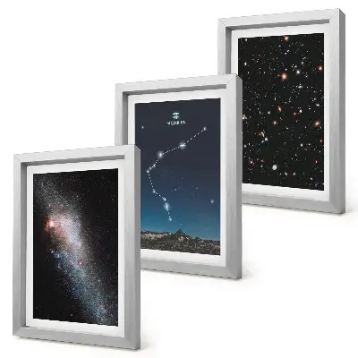 Bilderset mit Rahmen Galaxie Weltenraum Motiv Sternzeichen Wassermann