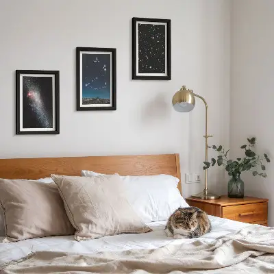 Bilderwand mit Galaxien und Sternen des Sternbilds Steinbock