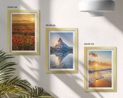Bilderset mit rahmen Berg- und Küstenlandschaften mit Sonnenuntergängen