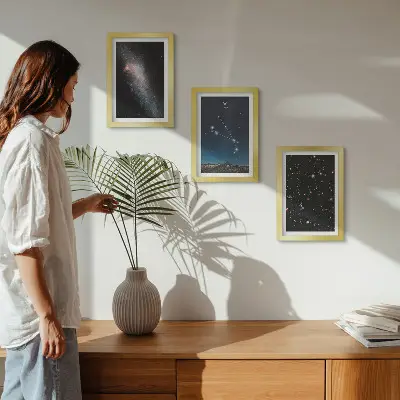 Fotowand kosmische Landschaften mit Galaxien und Sternbildern des Tierkreiszeichens Widder