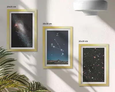 Fotowand kosmische Landschaften mit Galaxien und Sternbildern des Tierkreiszeichens Widder