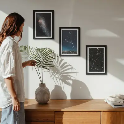 Fotowand kosmische Landschaften mit Galaxien und Sternbildern des Tierkreiszeichens Widder