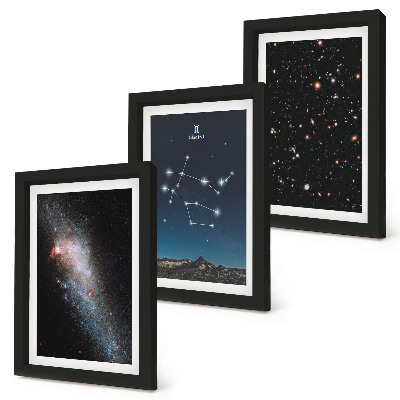 Bilderset mit rahmen Sternzeichen Zwillinge, Galaxie, Weltraum, Sterne