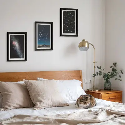 Bilderset mit Rahmen Sternzeichen Zwillinge mit Galaxie und Weltraummotiven
