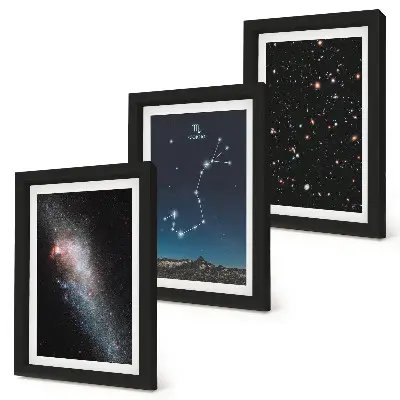 Bilderwand mit kosmischen Landschaften von Galaxien und dem Sternbild Skorpion
