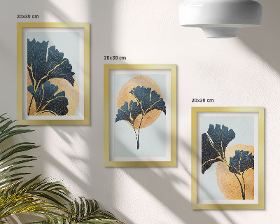 Bilderwand Ästhetische Ginkgoblätter auf hellem Hintergrund
