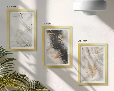 Bilderwand mit abstrakten Mustern in Weiß- und Schwarztönen
